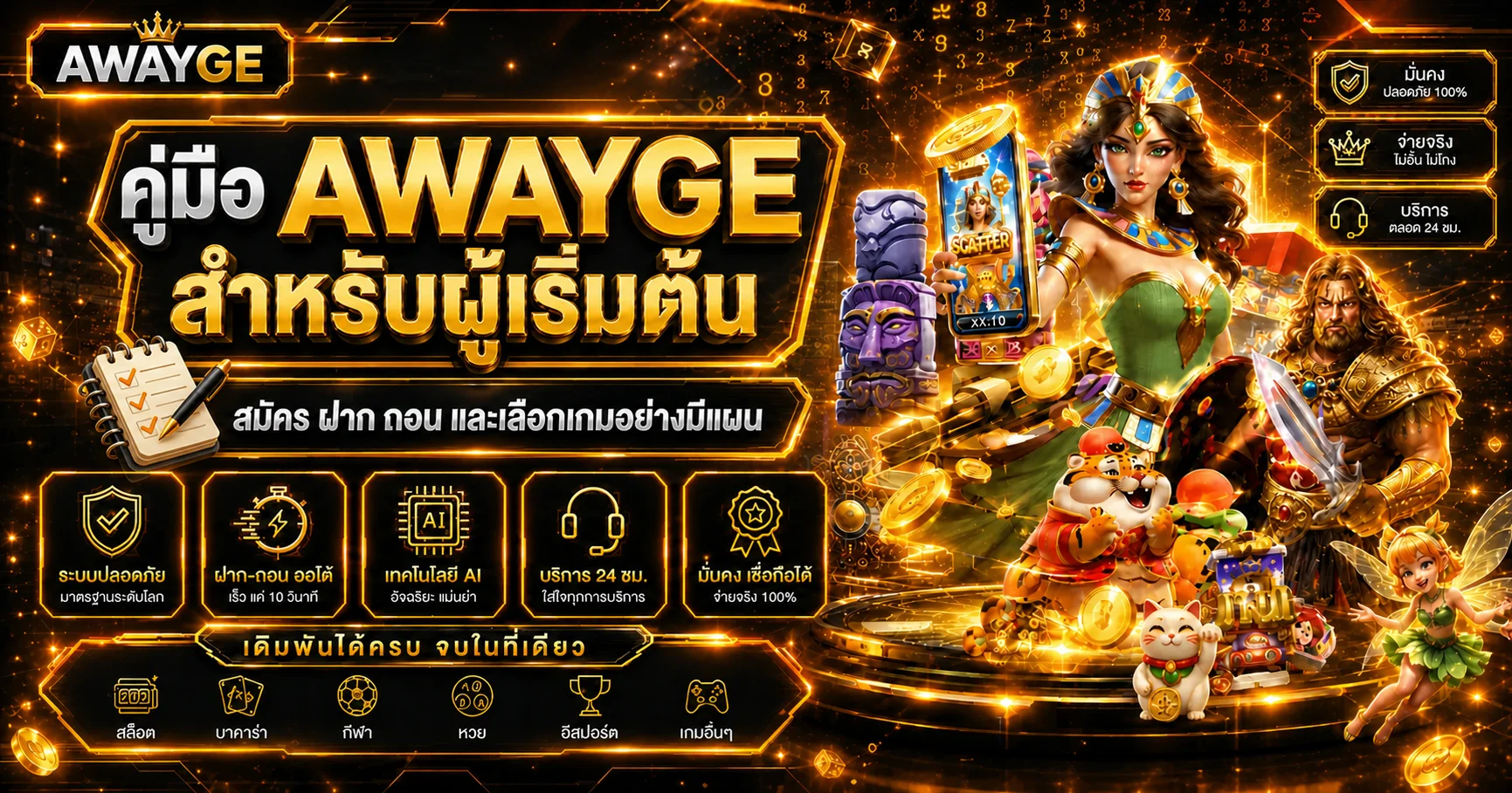 awayge คู่มือผู้เริ่มต้น | สมัคร ฝาก ถอน และเล่น